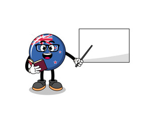 Mascot cartoon of new zealand flag teacher