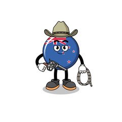Character mascot of new zealand flag as a cowboy