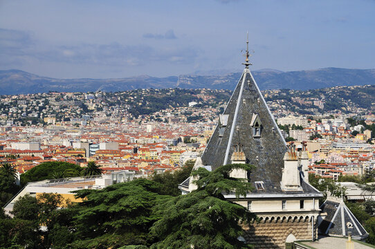 Aerial View of Nice, Cote d'Azur, Alpes-Maritimes, Provence-Alpes-Cote d'Azur, France