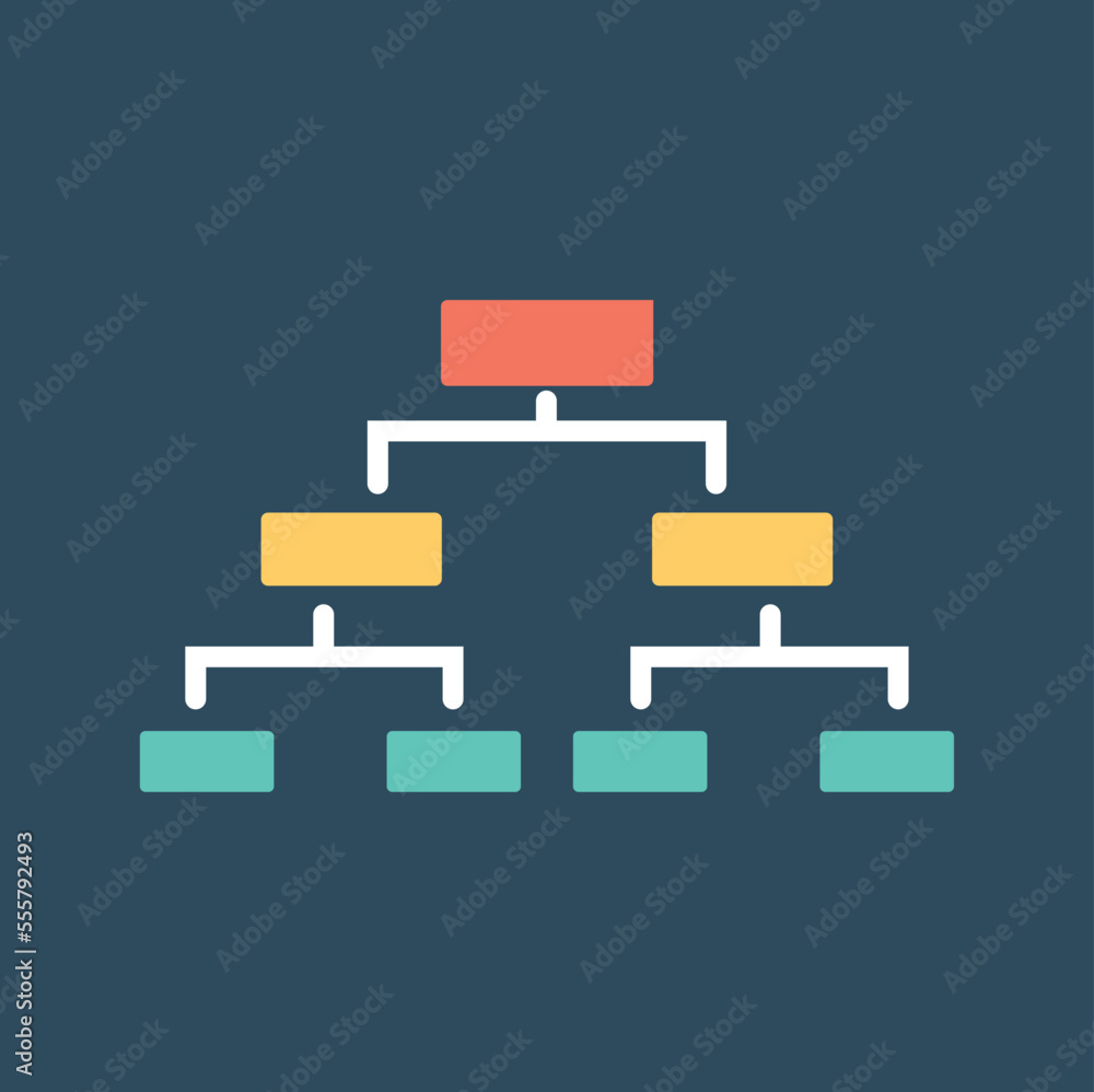 Poster colorful scheme icon. organize data for infographic or presentation. metaphor of logical thinking an