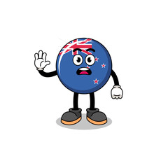 new zealand flag cartoon illustration doing stop hand