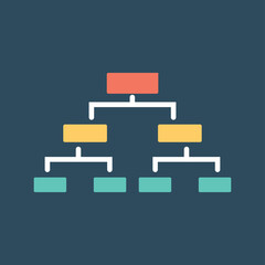 Colorful scheme icon. Organize data for infographic or presentation. Metaphor of logical thinking and structure. Poster or banner for website. Interface for programs. Cartoon flat vector illustration