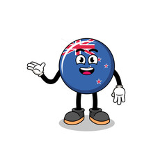 new zealand flag cartoon with welcome pose