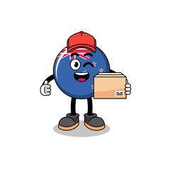 new zealand flag mascot cartoon as an courier