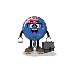 new zealand flag mascot as a businessman