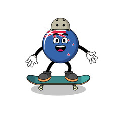 new zealand flag mascot playing a skateboard