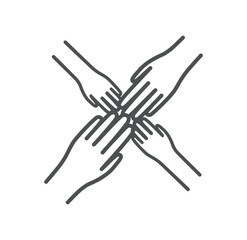 Adopted hands icon. Metaphor of charity and care, equality and unity, good relations in family. Tolerance and adoption, kidness. Graphic element for website. Cartoon flat vector illustration