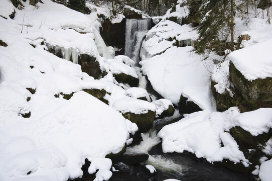 Triberg Waterfalls in Winter, Black Forest, Baden-Wurttemberg, Germany