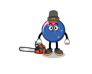 new zealand flag illustration cartoon as a lumberjack