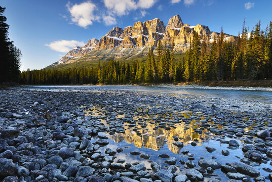 Castle Mountain and Bow River, Banff National Park, Alberta, Canada