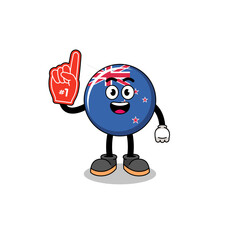 Fototapeta na wymiar Cartoon mascot of new zealand flag number 1 fans