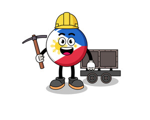 Obraz premium Mascot Illustration of philippines flag miner