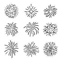 firework, starburst hand drawn, vector illustration.