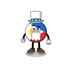 Illustration of philippines flag cartoon with i want you gesture