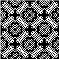 Vector pattern in geometric ornamental style. Black and white abstract background .Seamless repeat pattern.