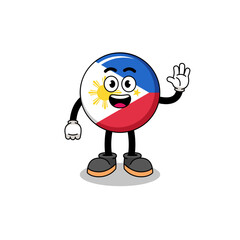 philippines flag cartoon doing wave hand gesture