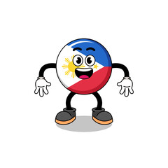 philippines flag cartoon with surprised gesture