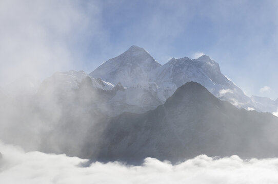 Mount Everest and Lhotse, View From Gokyo Ri, Sagarmatha National Park, Sagarmatha, Purwanchal, Nepal