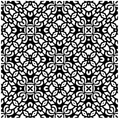 Vector pattern in geometric ornamental style. Black and white abstract background .Seamless repeat pattern.