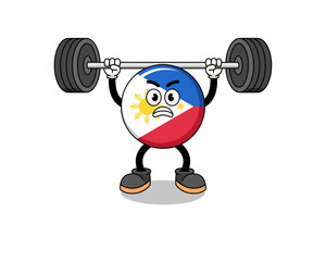 Fototapeta na wymiar philippines flag mascot cartoon lifting a barbell