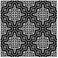 Vector pattern in geometric ornamental style. Black and white abstract background .Seamless repeat pattern.