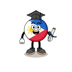 philippines flag mascot with graduation pose