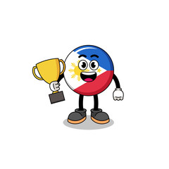 Obraz na płótnie Canvas Cartoon mascot of philippines flag holding a trophy