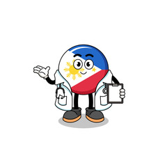 Cartoon mascot of philippines flag doctor