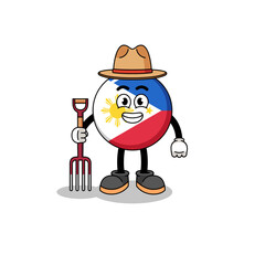 Cartoon mascot of philippines flag farmer
