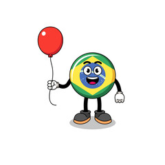 Cartoon of brazil flag holding a balloon
