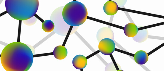 Line points connections geometric landing page background. Fluid circles and spheres with liquid gradients. Vector Illustration For Wallpaper, Banner, Background, Card, Book Illustration, landing page