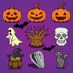 halloween icons set