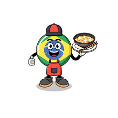 Illustration of brazil flag as an asian chef