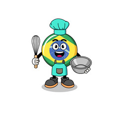 Illustration of brazil flag as a bakery chef