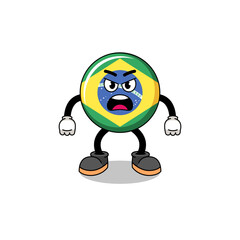 brazil flag cartoon illustration with angry expression
