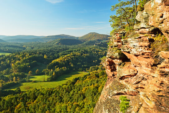 View from Hochstein near Dahn, Palatinate Forest, Rhineland-Palatinate, Germany