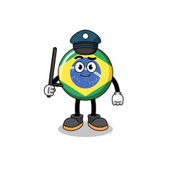 Cartoon Illustration of brazil flag police