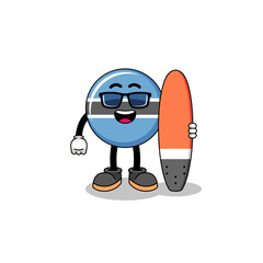 Mascot cartoon of botswana as a surfer