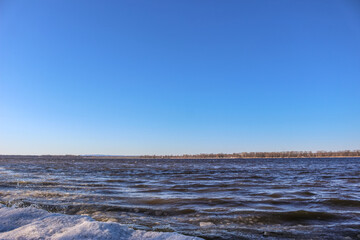 Beautiful winter landscape at the ravine Petrie Island, Ottawa river