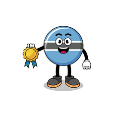 botswana cartoon illustration with satisfaction guaranteed medal