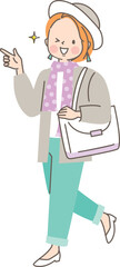 オシャレをしてお出かけする若い女性のイラスト