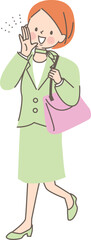 スーツを着てお出かけする若い女性のイラスト