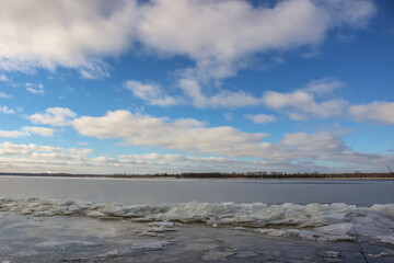 Beautiful winter landscape at the ravine Petrie Island, Ottawa river