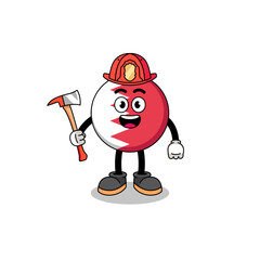 Cartoon mascot of bahrain flag firefighter