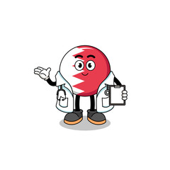 Cartoon mascot of bahrain flag doctor
