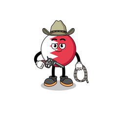 Character mascot of bahrain flag as a cowboy