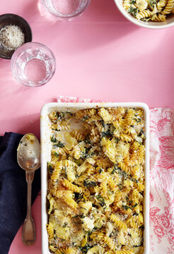 Casserole with Pasta, Artichoke and Spinach
