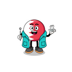 Illustration of bahrain flag mascot as a dentist