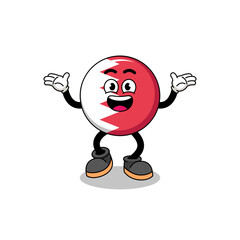 bahrain flag cartoon searching with happy gesture