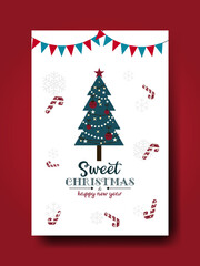 Fototapeta na wymiar Christmas greeting cards with christmas decorations and text Merry Christmas